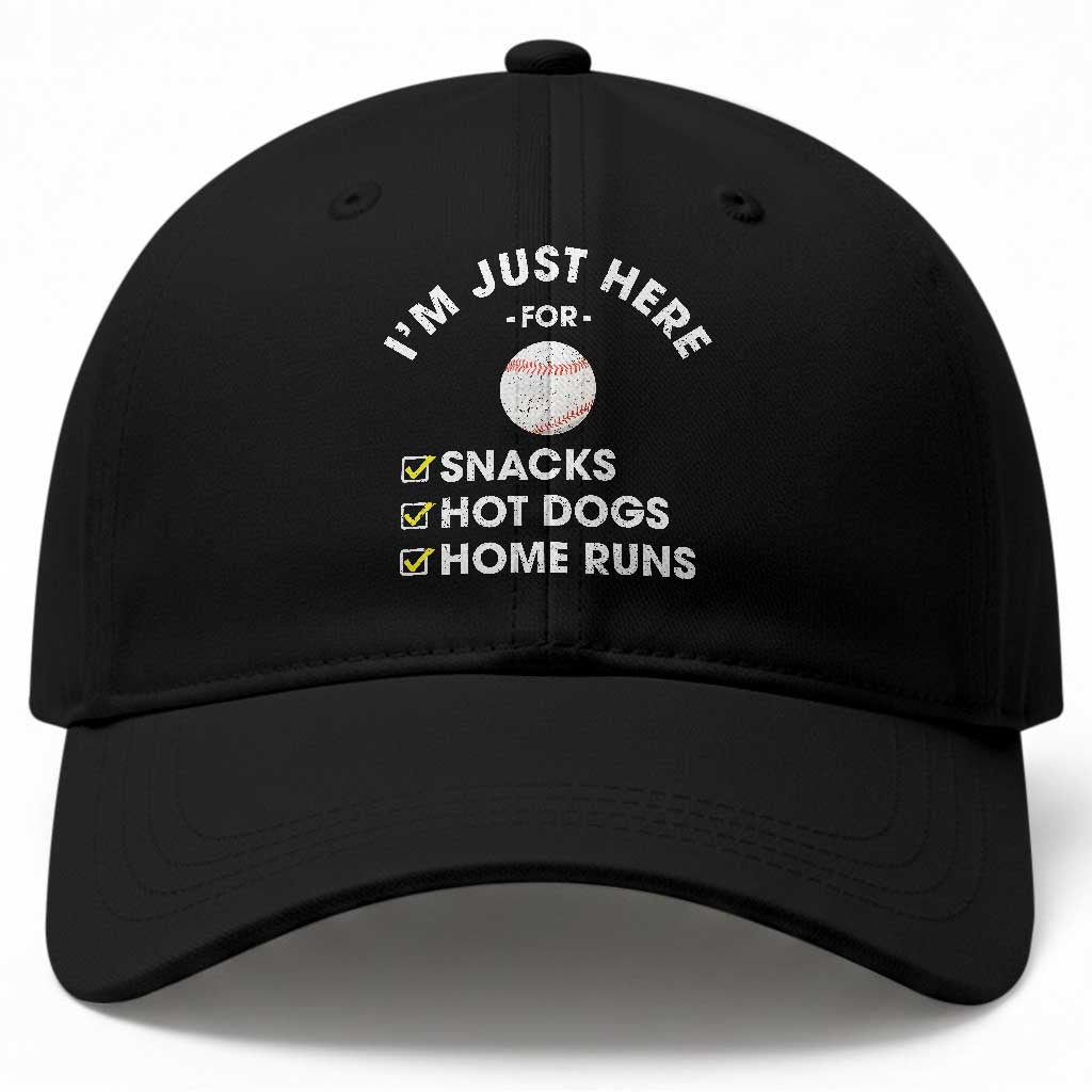 Funny Baseball Food Fans Baseball Cap Im Just Here for The Snacks Hot Dog