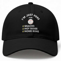 Funny Baseball Food Fans Baseball Cap Im Just Here for The Snacks Hot Dog