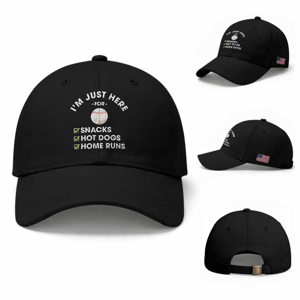 Funny Baseball Food Fans Baseball Cap Im Just Here for The Snacks Hot Dog
