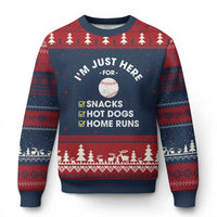 Funny Baseball Food Fans Ugly Christmas Sweater Im Just Here for The Snacks Hot Dog