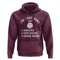 Funny Baseball Food Fans Hoodie Im Just Here for The Snacks Hot Dog