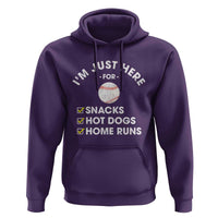 Funny Baseball Food Fans Hoodie Im Just Here for The Snacks Hot Dog