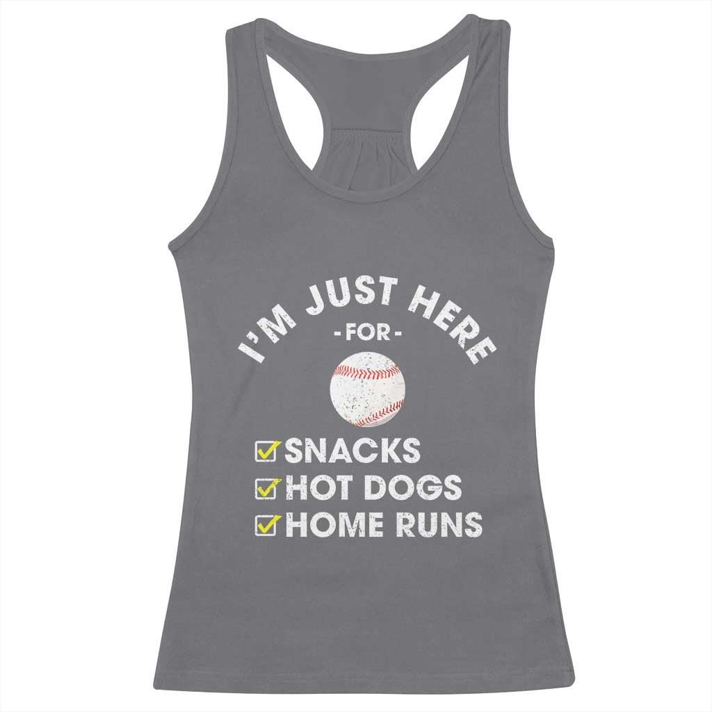 Funny Baseball Food Fans Racerback Tank Top Im Just Here for The Snacks Hot Dog