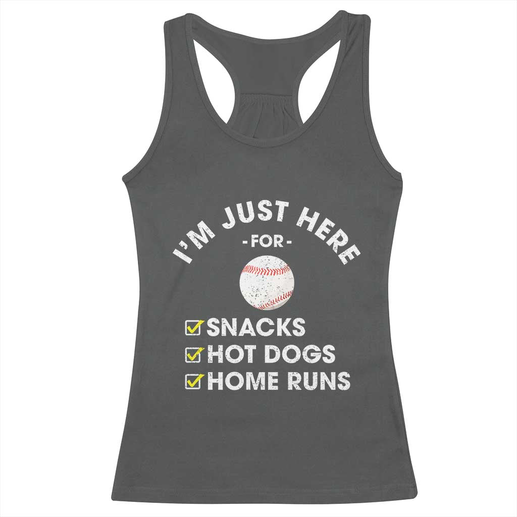 Funny Baseball Food Fans Racerback Tank Top Im Just Here for The Snacks Hot Dog