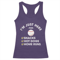 Funny Baseball Food Fans Racerback Tank Top Im Just Here for The Snacks Hot Dog