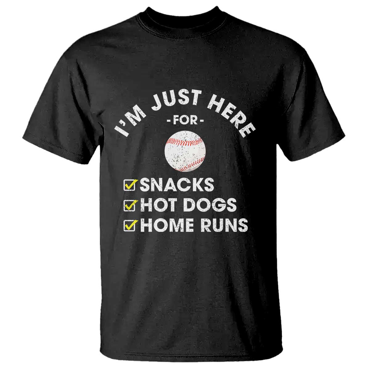 Funny Baseball Food Fans T Shirt Im Just Here for The Snacks Hot Dog