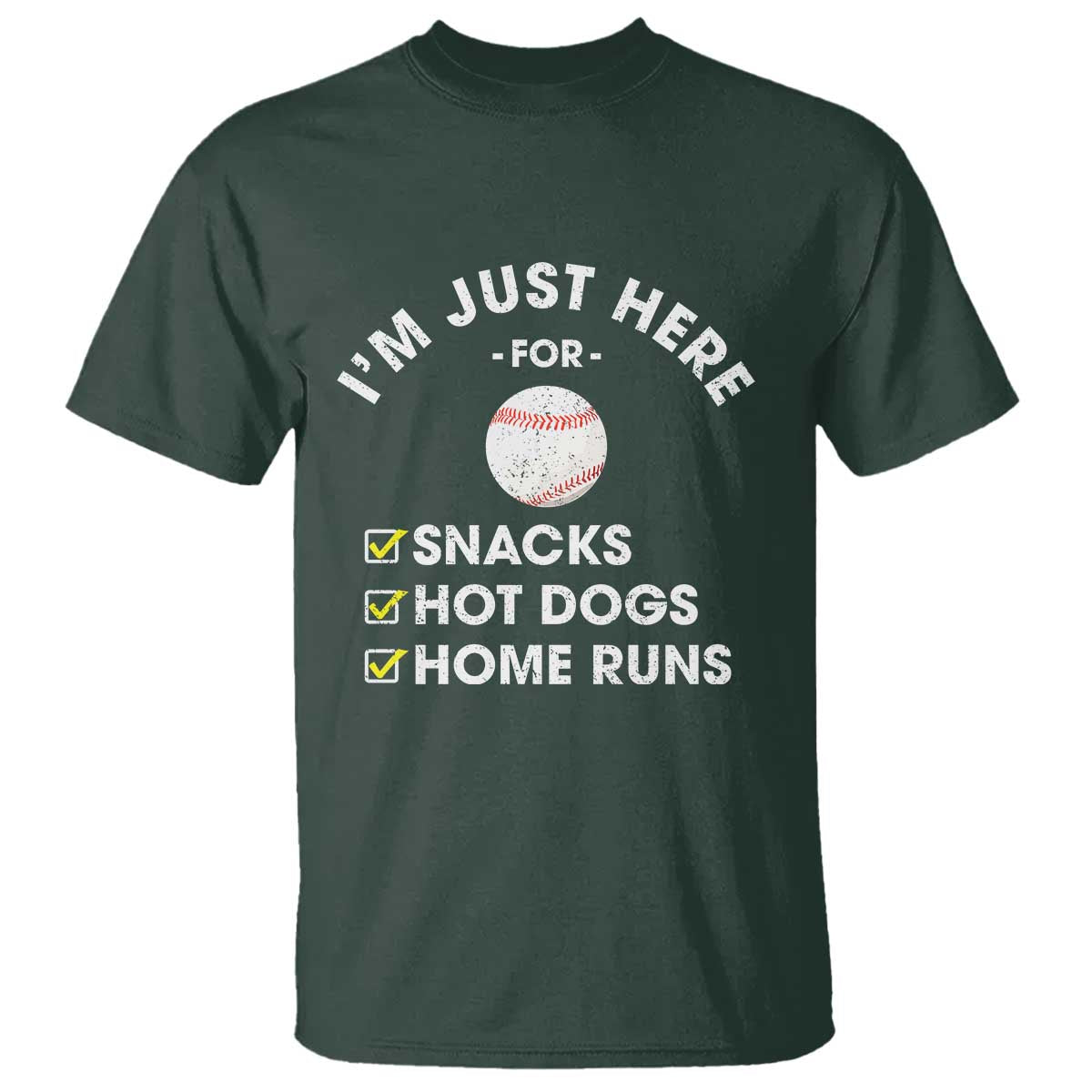 Funny Baseball Food Fans T Shirt Im Just Here for The Snacks Hot Dog