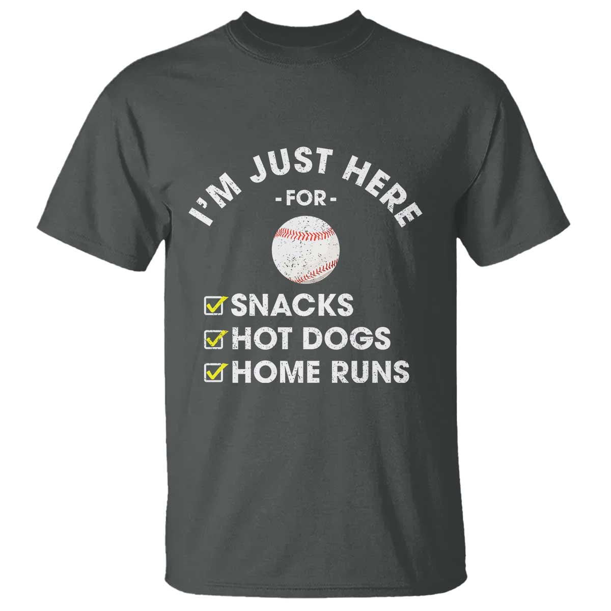 Funny Baseball Food Fans T Shirt Im Just Here for The Snacks Hot Dog