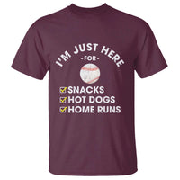 Funny Baseball Food Fans T Shirt Im Just Here for The Snacks Hot Dog