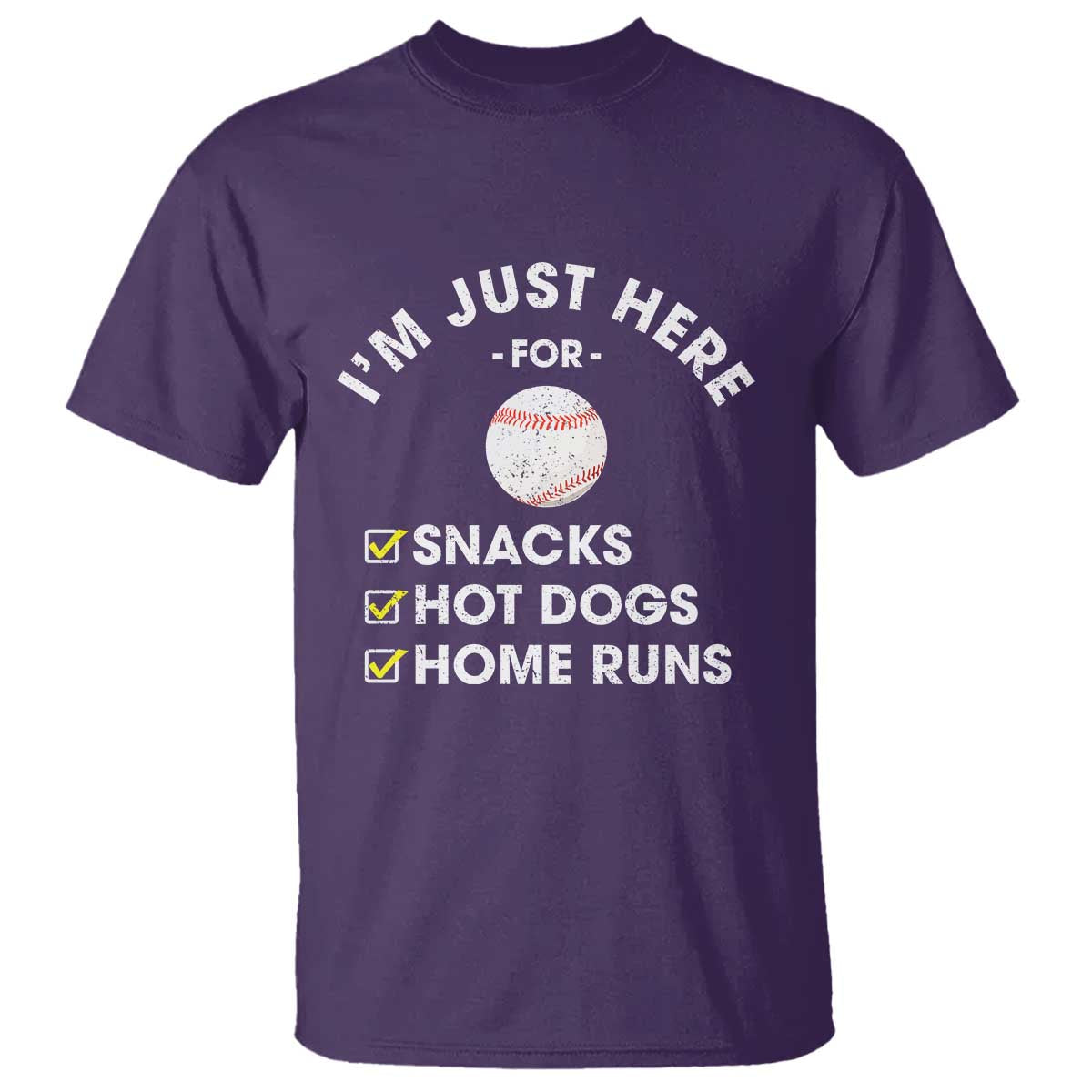 Funny Baseball Food Fans T Shirt Im Just Here for The Snacks Hot Dog
