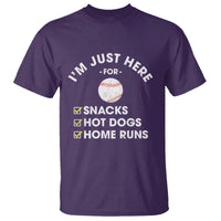 Funny Baseball Food Fans T Shirt Im Just Here for The Snacks Hot Dog