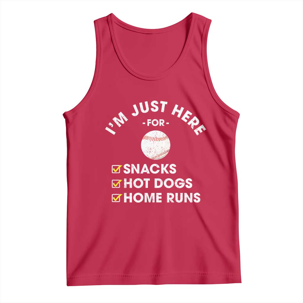 Funny Baseball Food Fans Tank Top Im Just Here for The Snacks Hot Dog