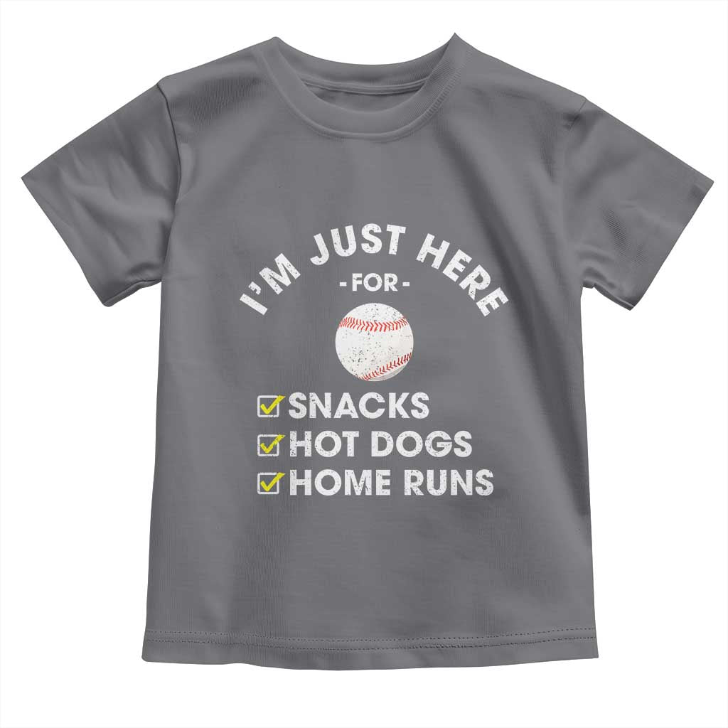 Funny Baseball Food Fans Toddler T Shirt Im Just Here for The Snacks Hot Dog