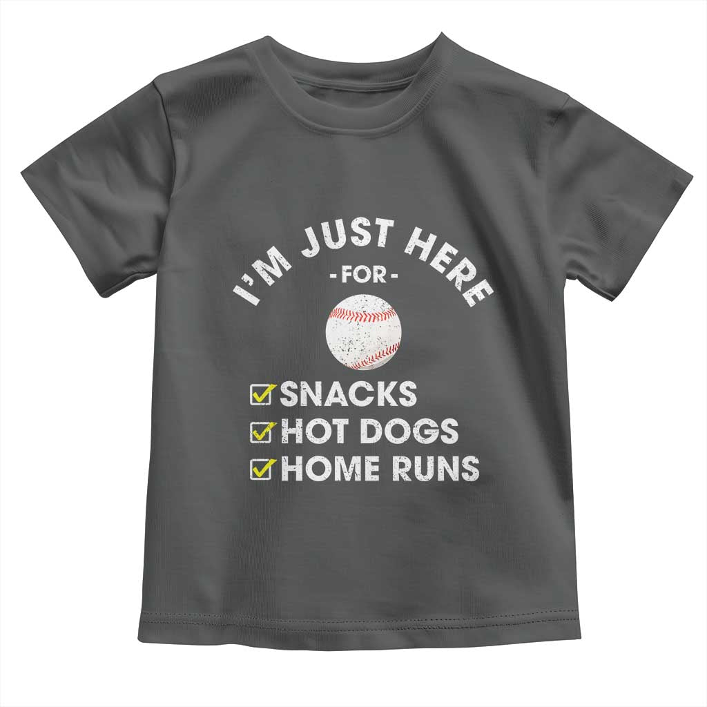 Funny Baseball Food Fans Toddler T Shirt Im Just Here for The Snacks Hot Dog