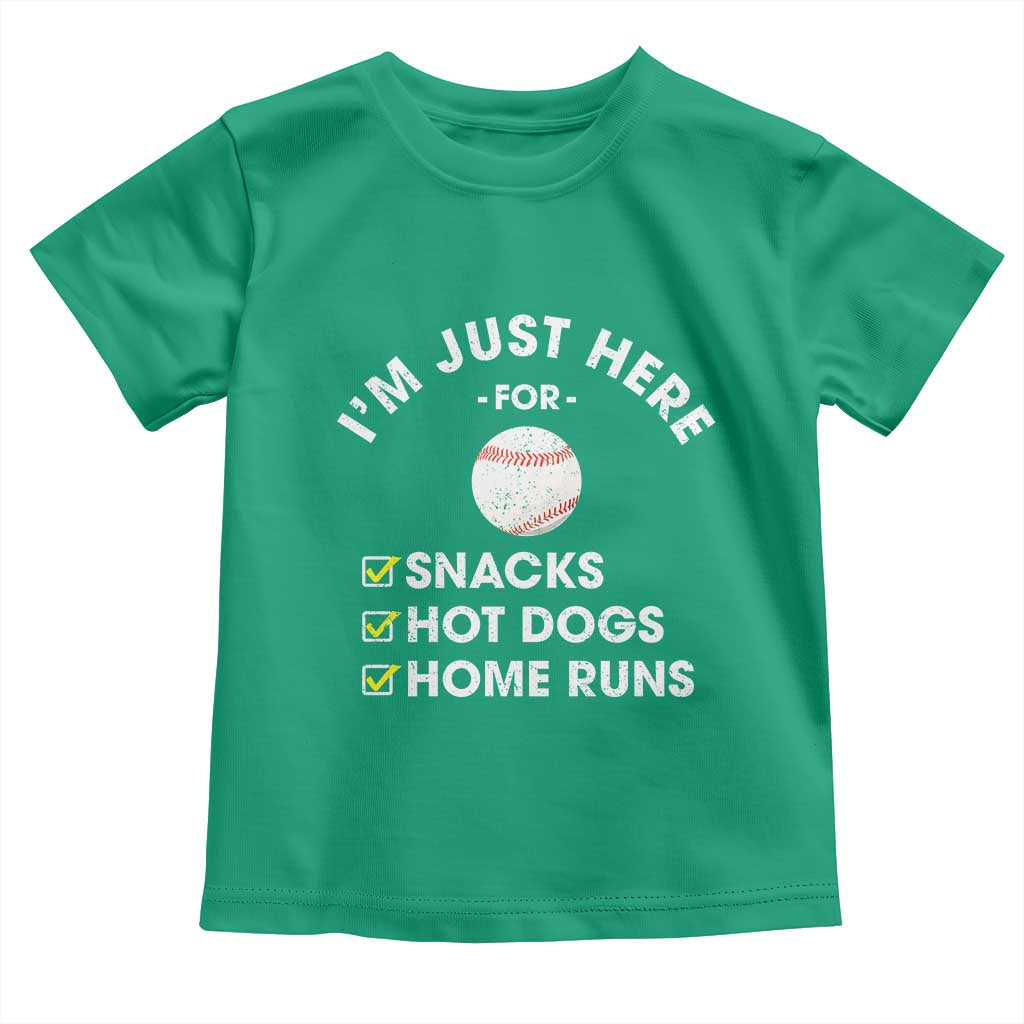Funny Baseball Food Fans Toddler T Shirt Im Just Here for The Snacks Hot Dog