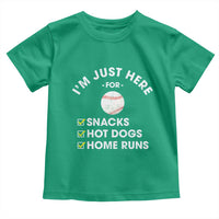 Funny Baseball Food Fans Toddler T Shirt Im Just Here for The Snacks Hot Dog