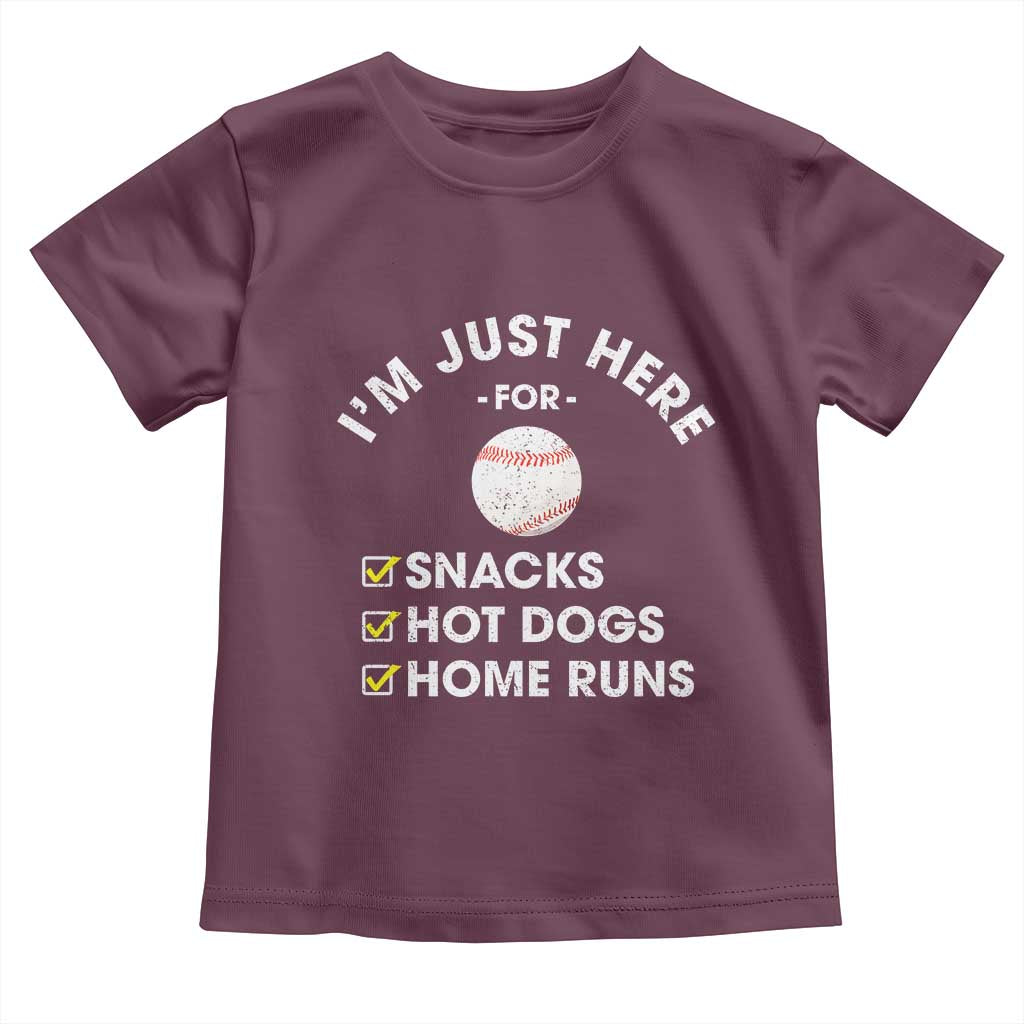 Funny Baseball Food Fans Toddler T Shirt Im Just Here for The Snacks Hot Dog