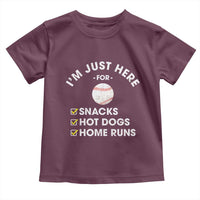 Funny Baseball Food Fans Toddler T Shirt Im Just Here for The Snacks Hot Dog