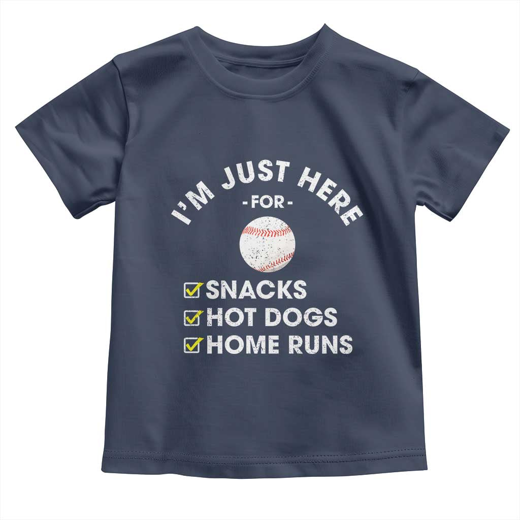 Funny Baseball Food Fans Toddler T Shirt Im Just Here for The Snacks Hot Dog
