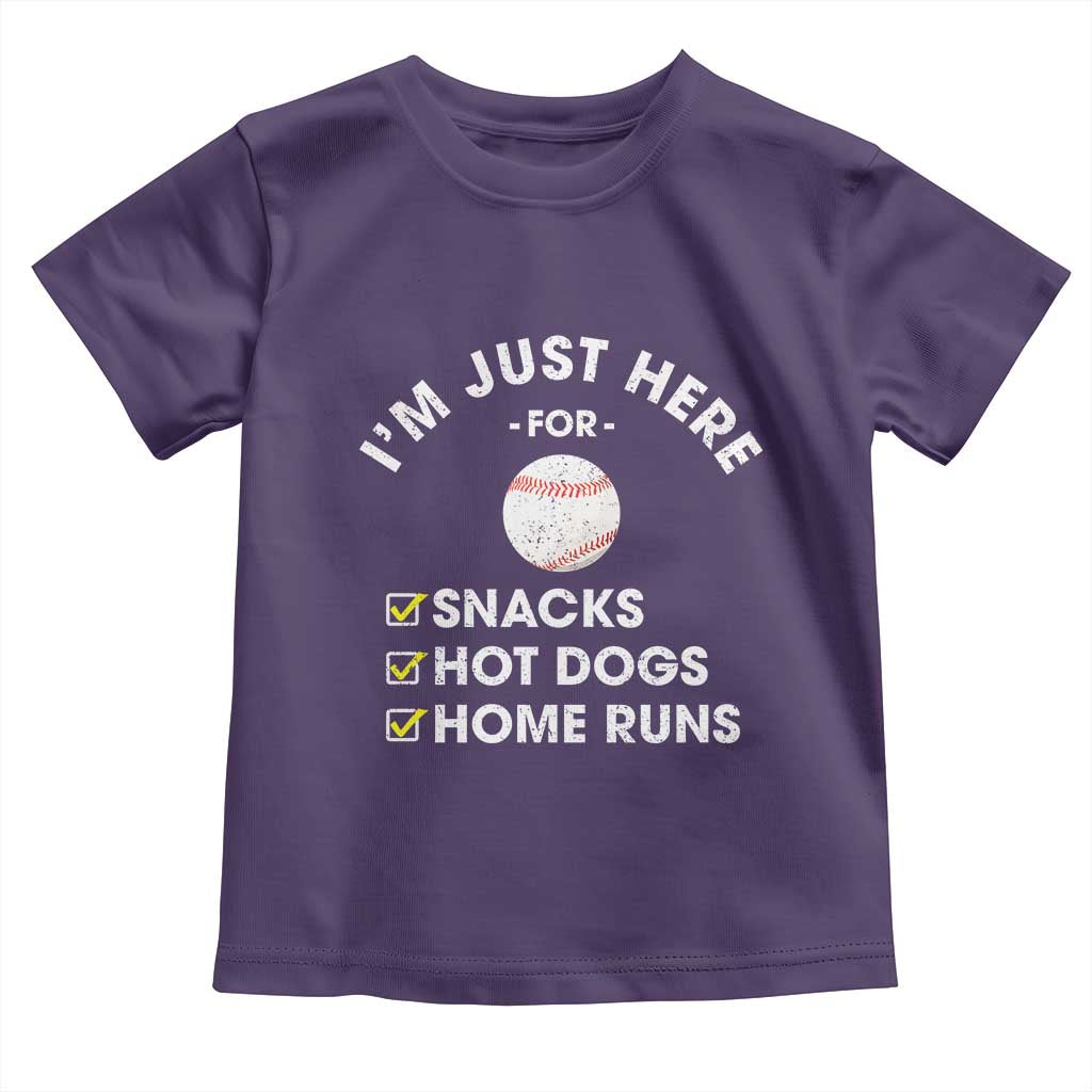 Funny Baseball Food Fans Toddler T Shirt Im Just Here for The Snacks Hot Dog