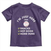 Funny Baseball Food Fans Toddler T Shirt Im Just Here for The Snacks Hot Dog