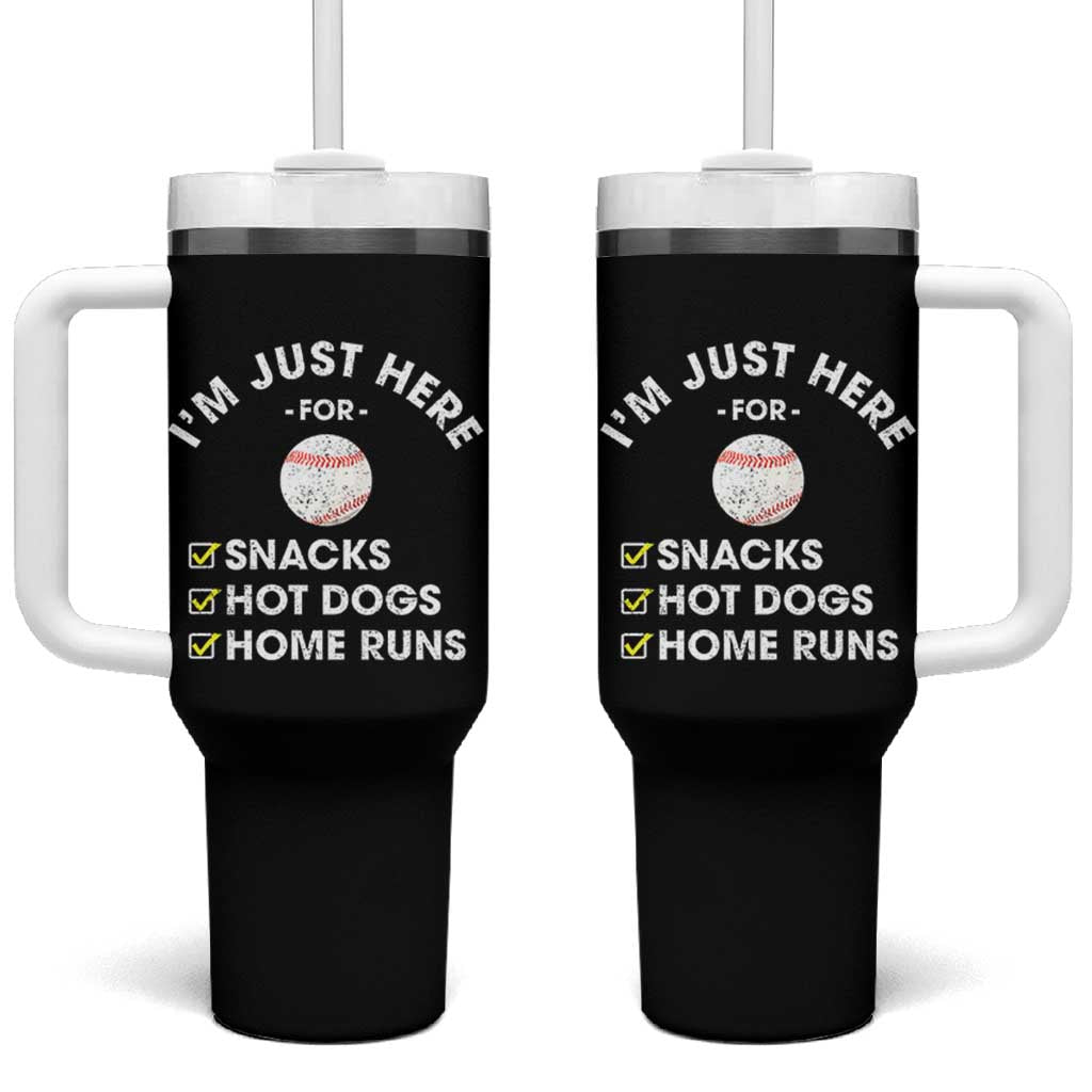 Funny Baseball Food Fans Tumbler With Handle Im Just Here for The Snacks Hot Dog