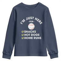 Funny Baseball Food Fans Youth Sweatshirt Im Just Here for The Snacks Hot Dog