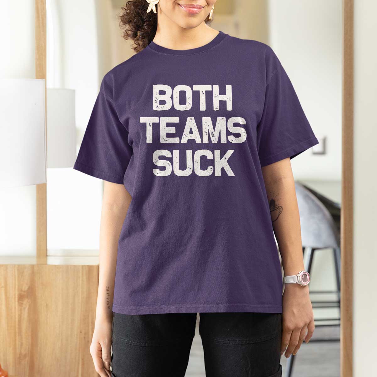 Both Team Sucks T Shirt For Women Funny Game Day Sports Meme