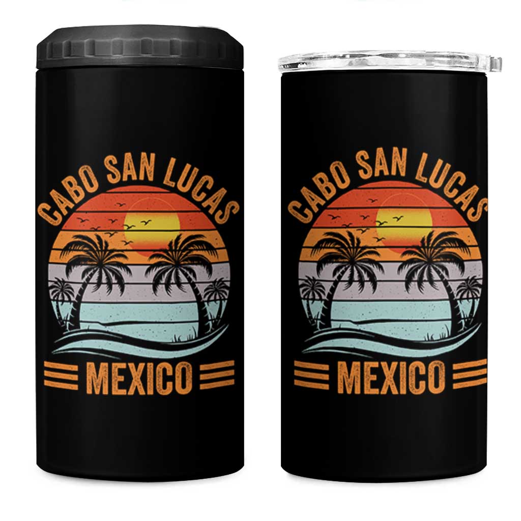 Cabo San Lucas Mexico 4 in 1 Can Cooler Tumbler Beach Summer Vacation Family Trip Retro 70s - Wonder Print Shop
