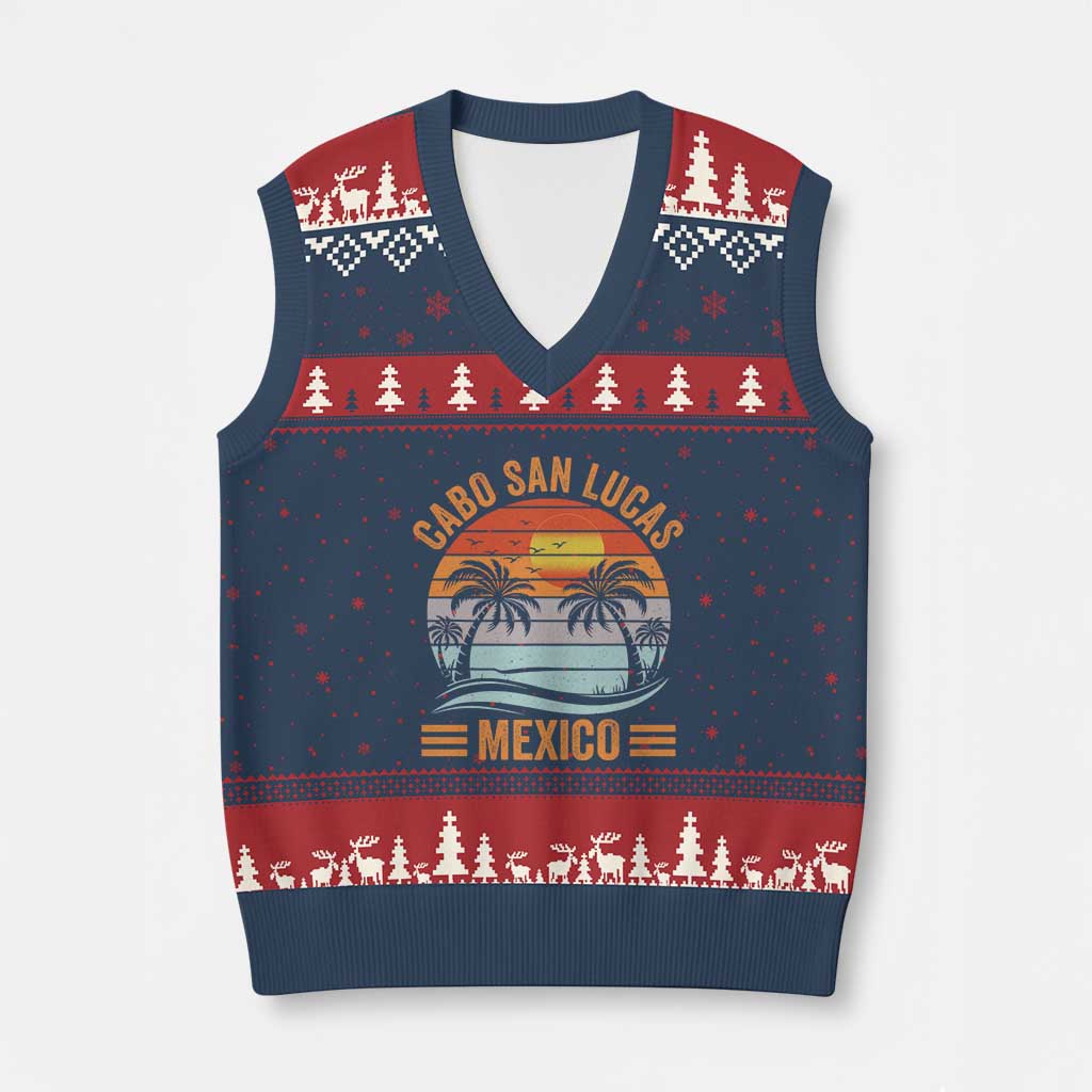 Cabo San Lucas Mexico V-Neck Knit Sweater Vest Beach Summer Vacation Family Trip Retro 70s - Wonder Print Shop