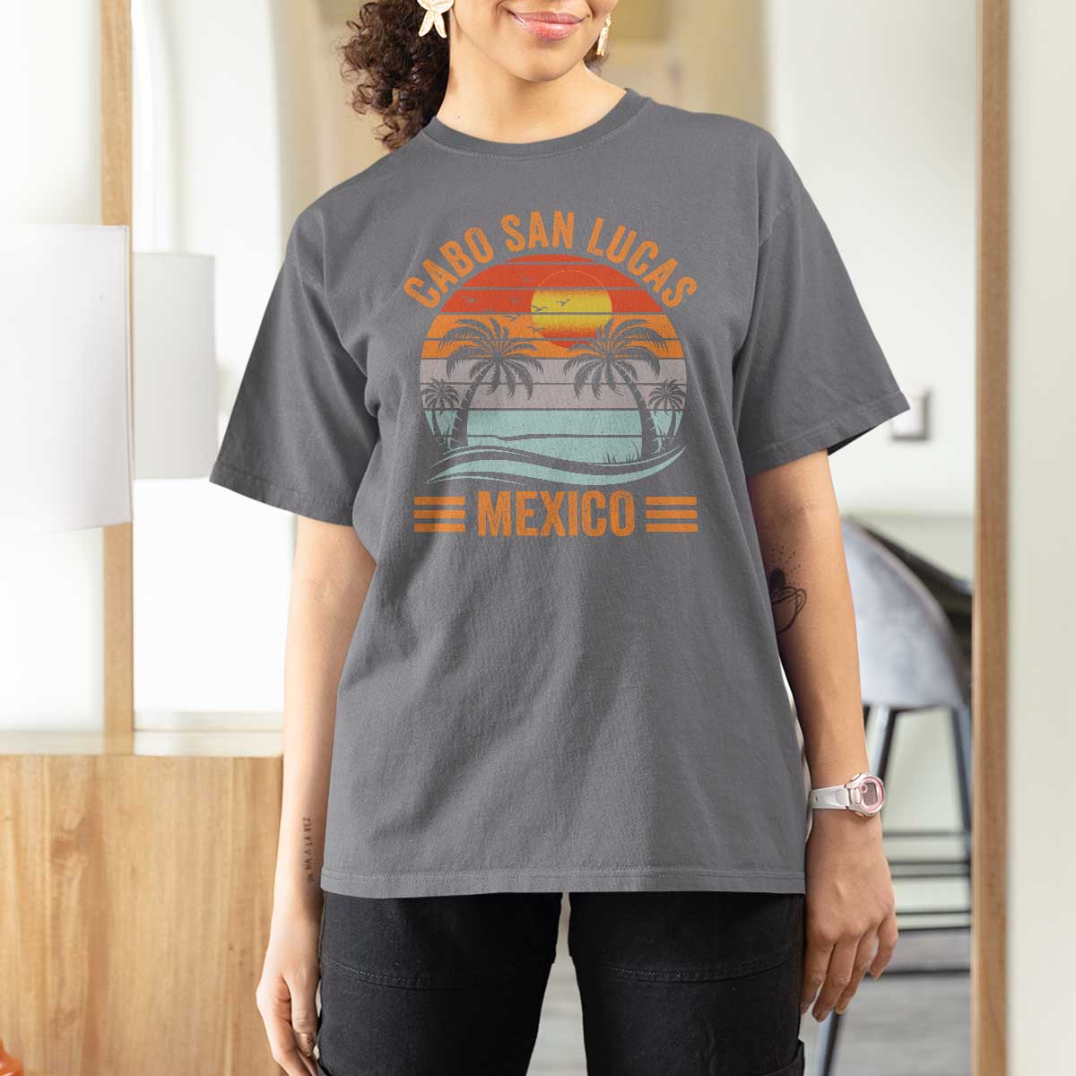 Cabo San Lucas Mexico T Shirt For Women Beach Summer Vacation Family Trip Retro 70s - Wonder Print Shop