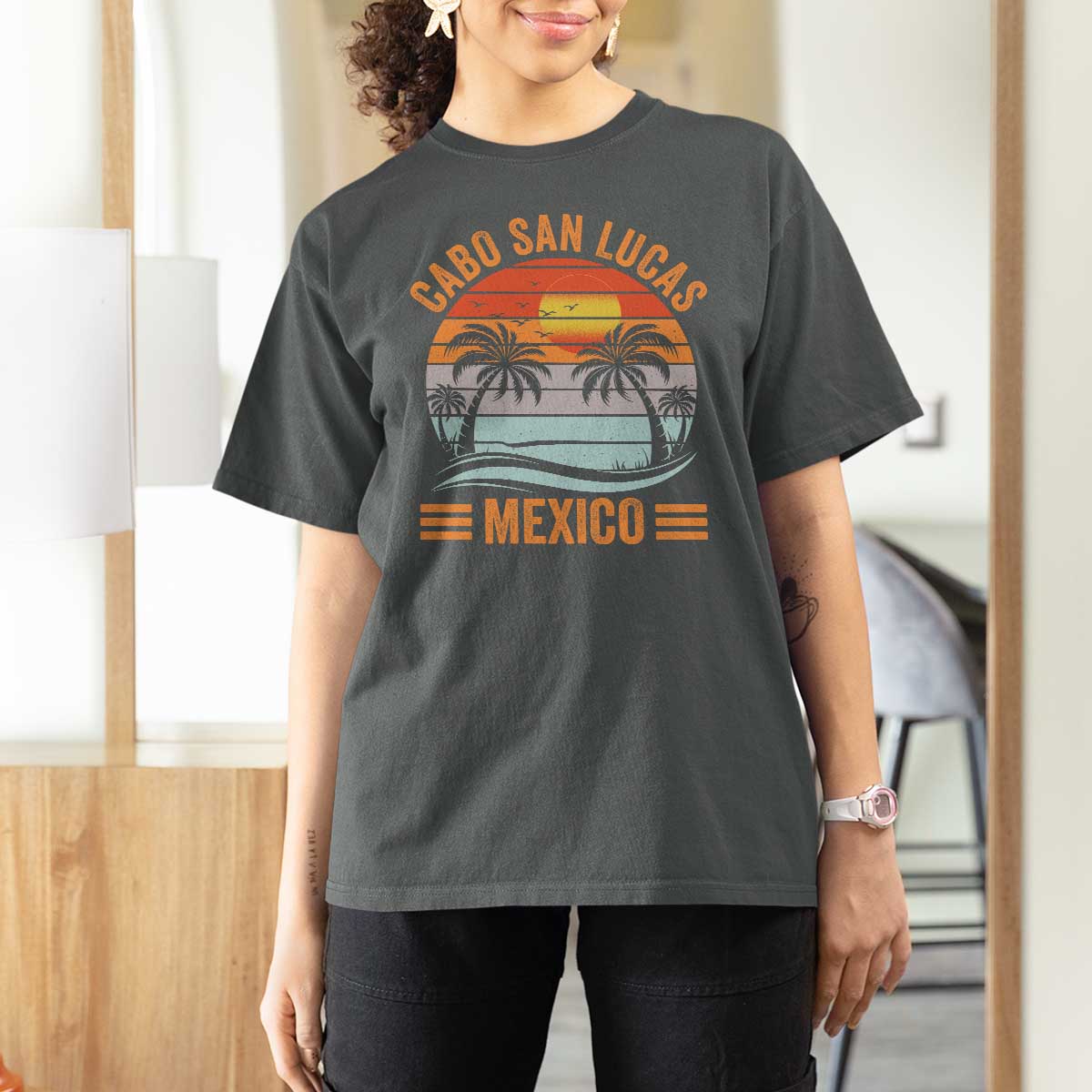 Cabo San Lucas Mexico T Shirt For Women Beach Summer Vacation Family Trip Retro 70s - Wonder Print Shop