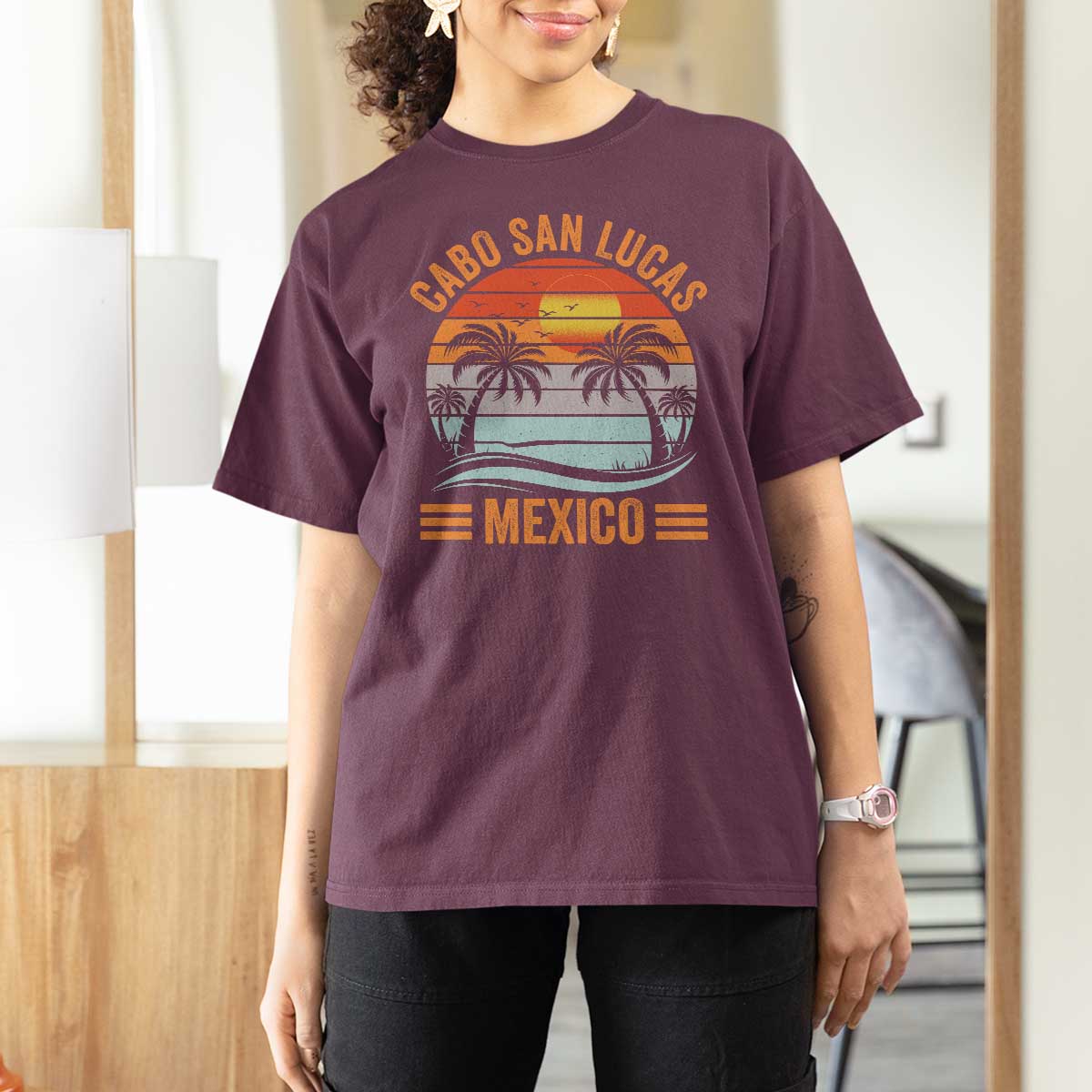 Cabo San Lucas Mexico T Shirt For Women Beach Summer Vacation Family Trip Retro 70s - Wonder Print Shop