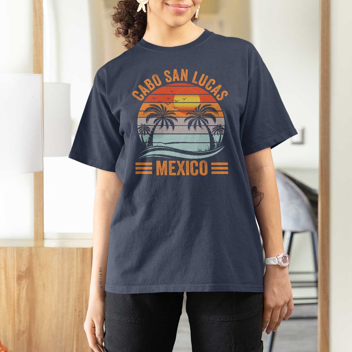 Cabo San Lucas Mexico T Shirt For Women Beach Summer Vacation Family Trip Retro 70s - Wonder Print Shop