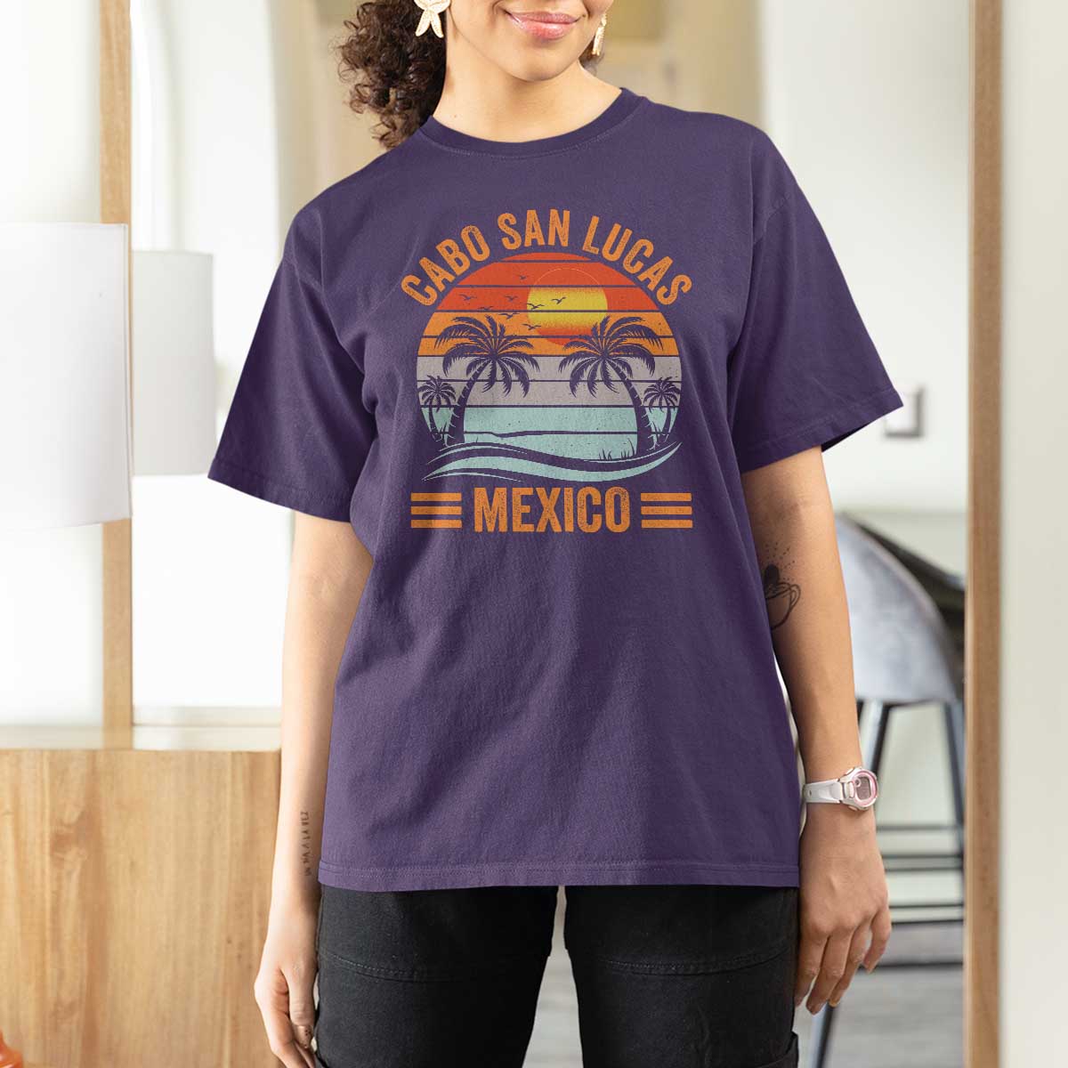 Cabo San Lucas Mexico T Shirt For Women Beach Summer Vacation Family Trip Retro 70s - Wonder Print Shop