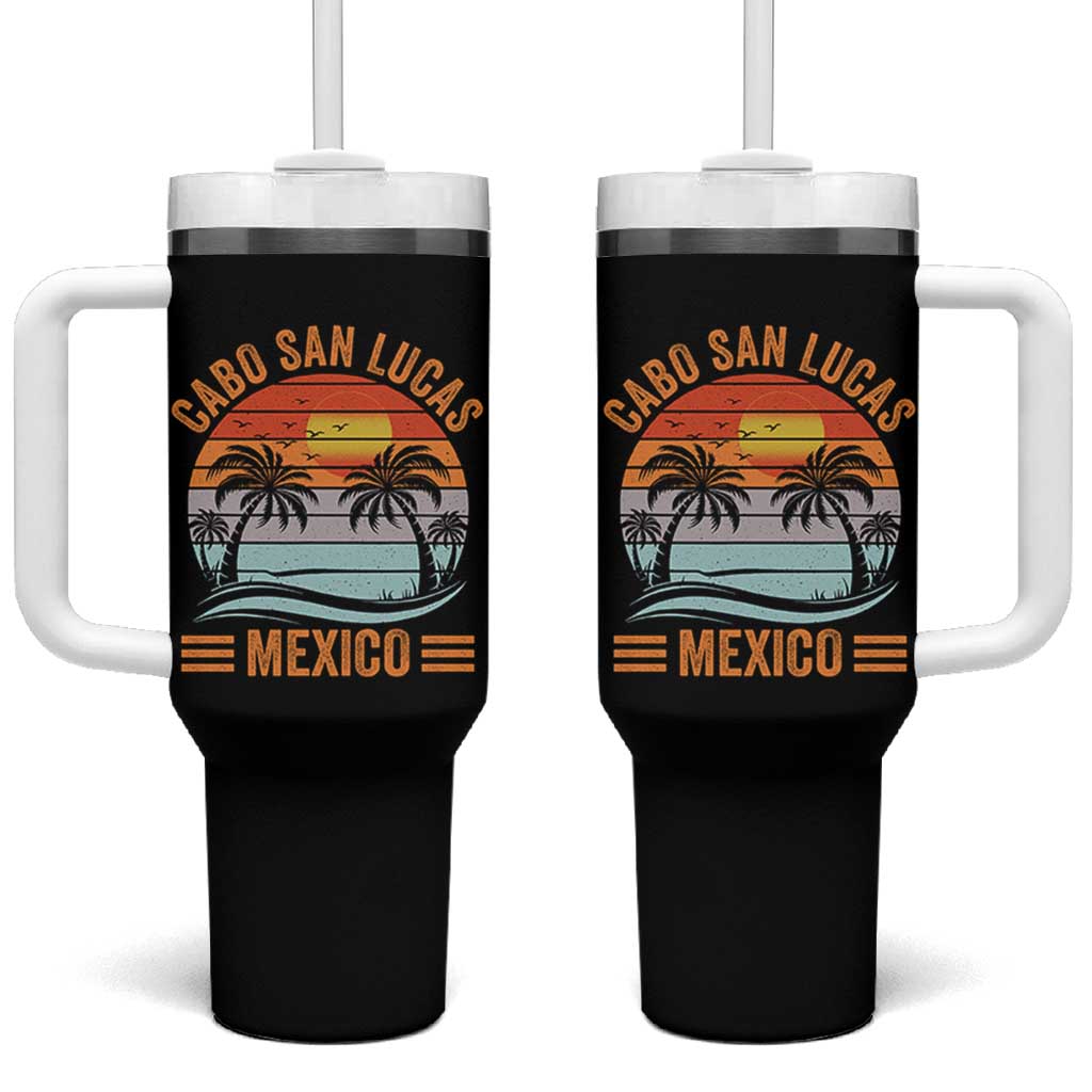 Cabo San Lucas Mexico Tumbler With Handle Beach Summer Vacation Family Trip Retro 70s - Wonder Print Shop