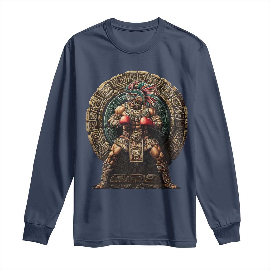 Boxing Mexico Long Sleeve Shirt Aztec Warrior Mexican Dad Gifts
