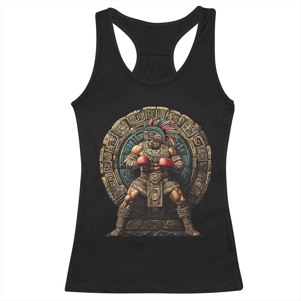 Boxing Mexico Racerback Tank Top Aztec Warrior Mexican Dad Gifts