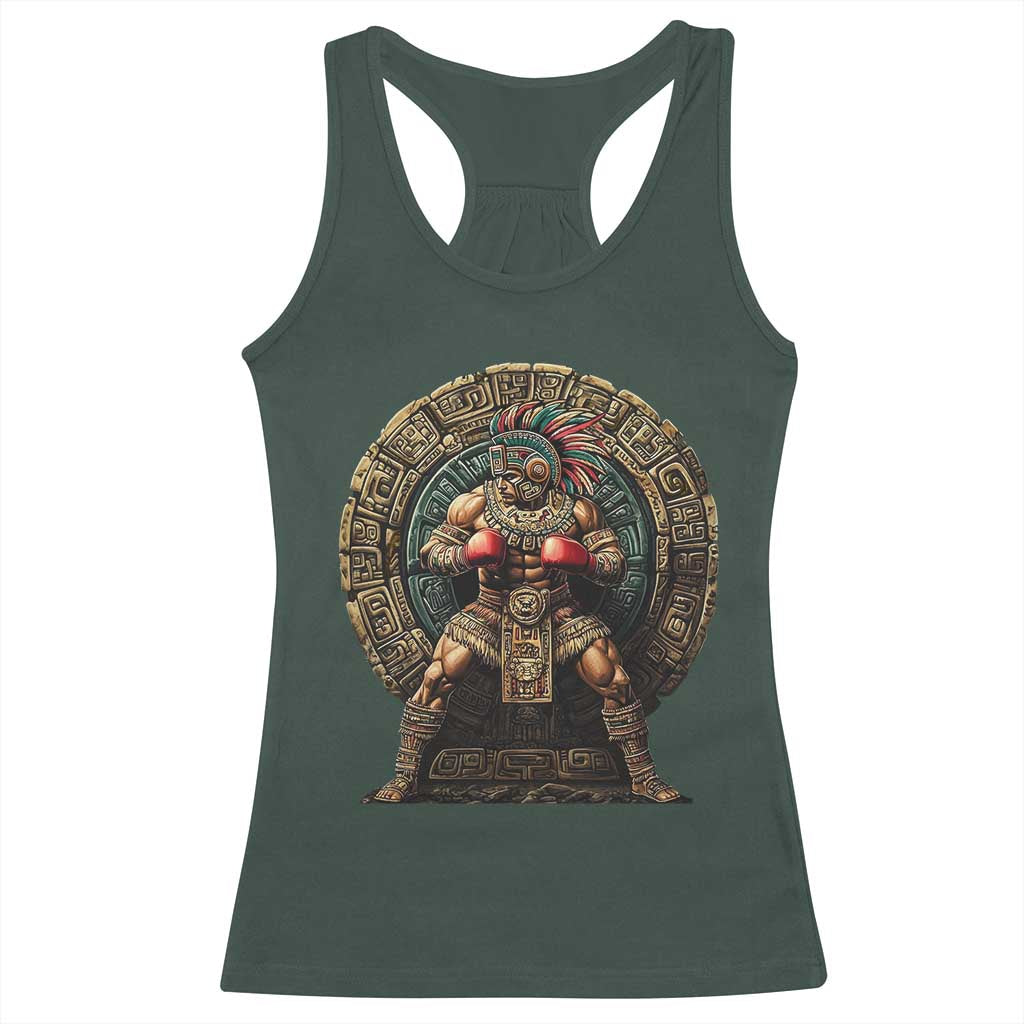 Boxing Mexico Racerback Tank Top Aztec Warrior Mexican Dad Gifts