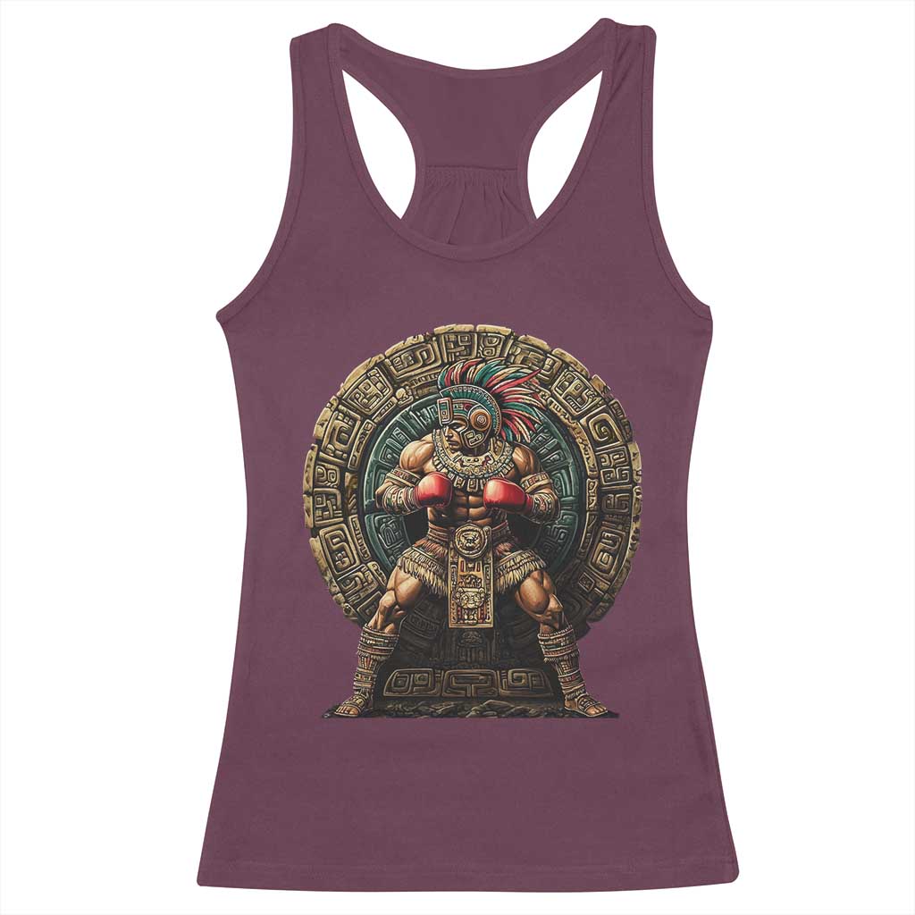 Boxing Mexico Racerback Tank Top Aztec Warrior Mexican Dad Gifts