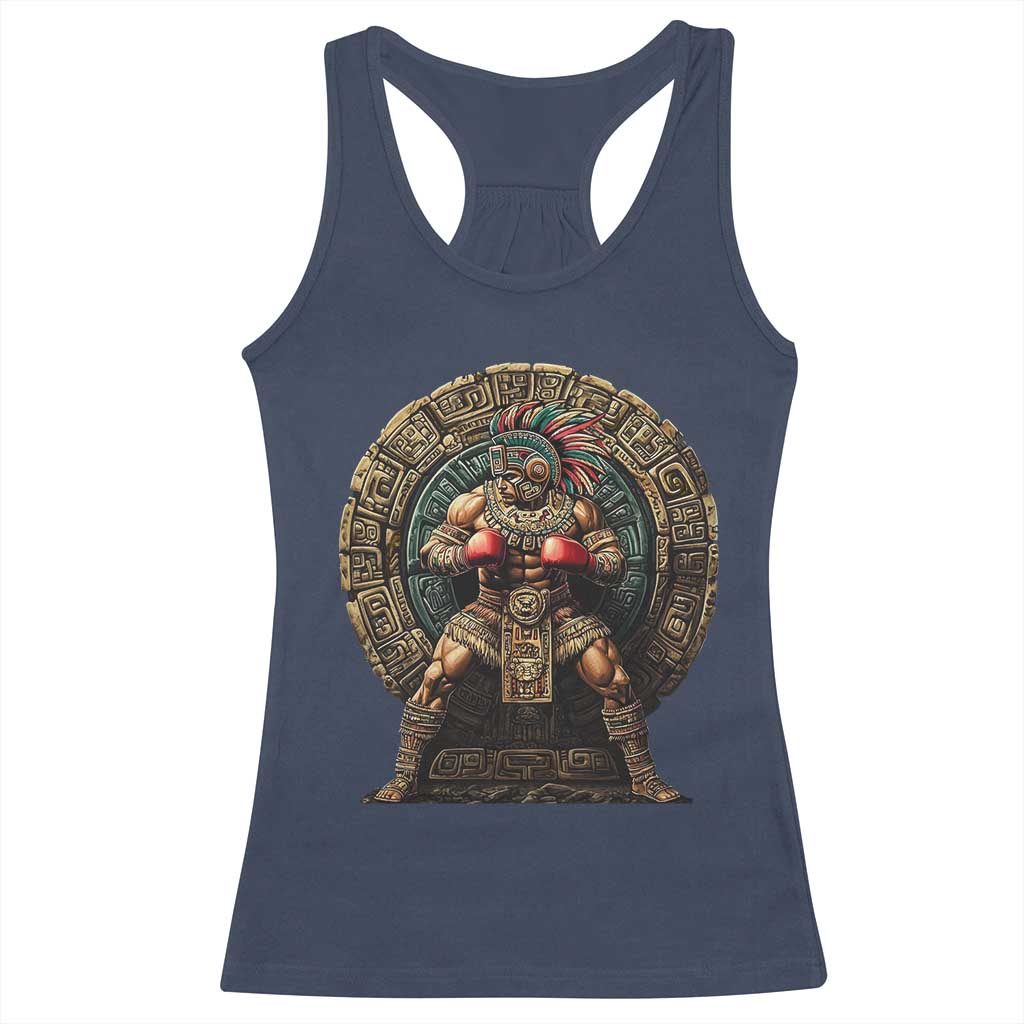 Boxing Mexico Racerback Tank Top Aztec Warrior Mexican Dad Gifts