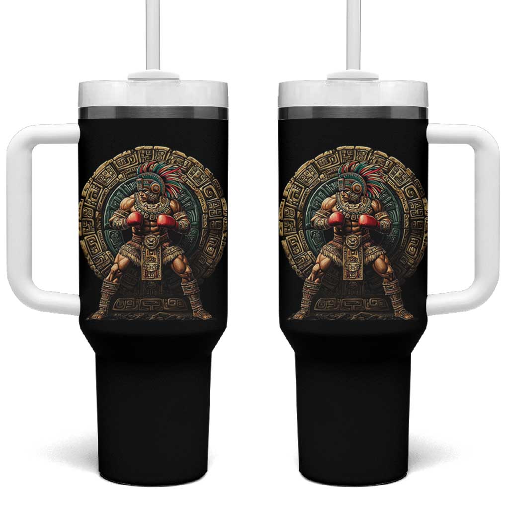 Boxing Mexico Tumbler With Handle Aztec Warrior Mexican Dad Gifts