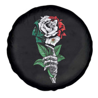 Skeleton Hand Holding Mexico Flag Rose Spare Tire Cover Dia De Los Muertos