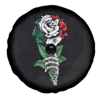 Skeleton Hand Holding Mexico Flag Rose Spare Tire Cover Dia De Los Muertos
