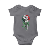 Skeleton Hand Holding Mexico Flag Rose Baby Onesie Dia De Los Muertos