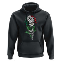 Skeleton Hand Holding Mexico Flag Rose Hoodie Dia De Los Muertos