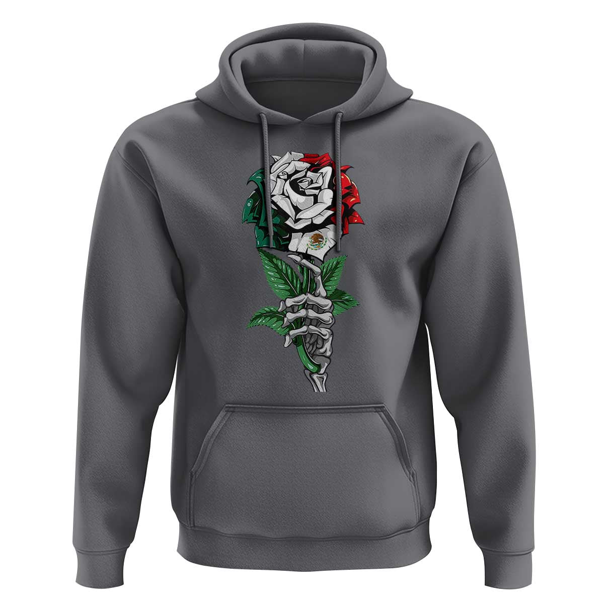 Skeleton Hand Holding Mexico Flag Rose Hoodie Dia De Los Muertos