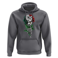 Skeleton Hand Holding Mexico Flag Rose Hoodie Dia De Los Muertos