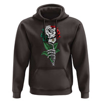 Skeleton Hand Holding Mexico Flag Rose Hoodie Dia De Los Muertos
