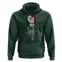 Skeleton Hand Holding Mexico Flag Rose Hoodie Dia De Los Muertos